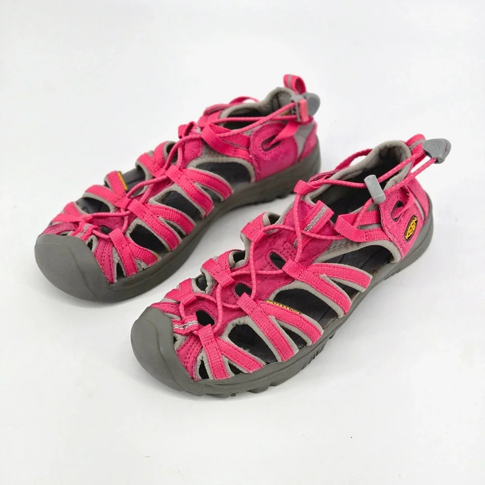 KEEN Whisper Kids Sandal Size 4 Pink Waterproof Hiking Shoes Wide Toe Box